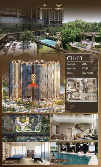 Poster view căn hộ CH-03 - 2BR - 72,47 m² - hướng Tây Nam tại The Magnolia