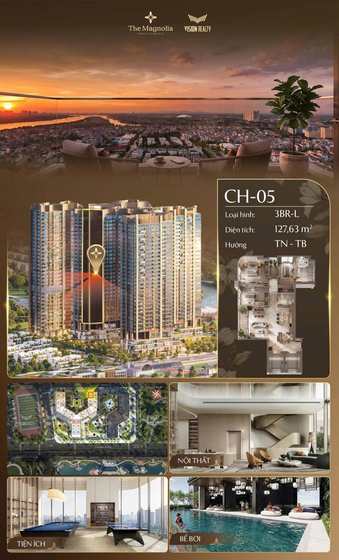 Poster view căn hộ CH-05 - 3BR-L - 127,63 m² - hướng TN - TB tại The Magnolia