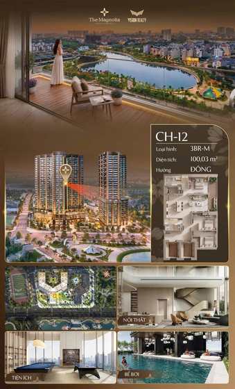 Poster view căn hộ CH-12 - 3BR-M - 100,03 m² - hướng Đông tại The Magnolia