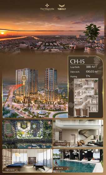 Poster view căn hộ CH-15 - 3BR-M - 100,03 m² - hướng TN tại The Magnolia