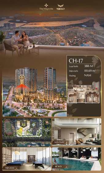 Poster view căn hộ CH-17 - 3BR-M - 101,69 m² - hướng Nam tại The Magnolia