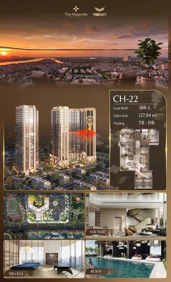 Poster view căn hộ CH-22 - 3BR-L - 127,94 m² - hướng TB - ĐB tại The Magnolia